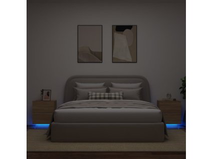 vidaXL Noční stolky s LED osvětlením 2 ks dub sonoma kompozitní dřevo