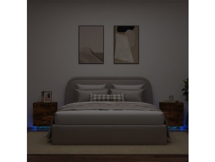 vidaXL Noční stolky s LED osvětlením 2 ks kouřový dub kompozitní dřevo