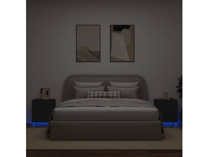 vidaXL Noční stolky s LED osvětlením 2 ks černé kompozitní dřevo