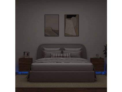 vidaXL Noční stolky s LED osvětlením 2 ks hnědý dub kompozitní dřevo