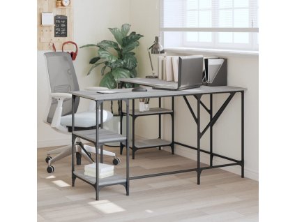 vidaXL Psací stůl šedý sonoma 139 x 139 x 75 cm kompozitní dřevo