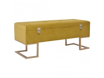 vidaXL Lavice s úložným prostorem 105 cm hořčicová samet