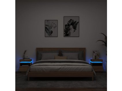 vidaXL Noční stolky s LED osvětlením 2 ks dub sonoma 40 x 39 x 48,5 cm