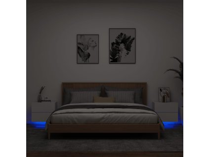 vidaXL Nástěnné noční stolky s LED osvětlením 2 ks bílé