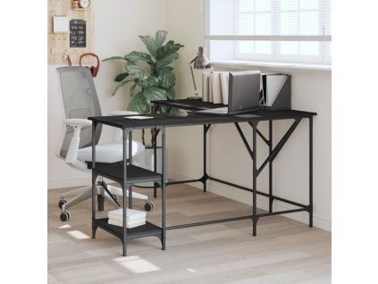 vidaXL Psací stůl černý 139 x 139 x 75 cm kompozitní dřevo