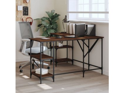 vidaXL Psací stůl hnědý dub 139 x 139 x 75 cm kompozitní dřevo