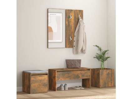 vidaXL Sada nábytku do předsíně kouřový dub kompozitní dřevo