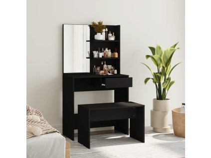 vidaXL Set toaletního stolku černý 74,5 x 40 x 141 cm