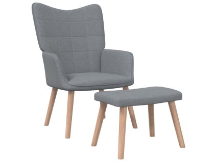vidaXL Relaxační křeslo se stoličkou světle šedé textil
