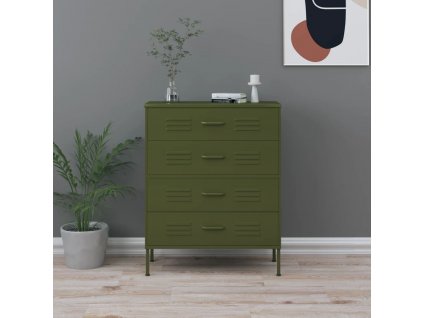 vidaXL Komoda se zásuvkami olivově zelená 80 x 35 x 101,5 cm ocel