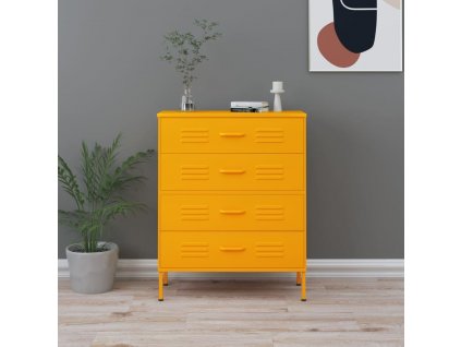 vidaXL Komoda se zásuvkami hořčicově žlutá 80 x 35 x 101,5 cm ocel