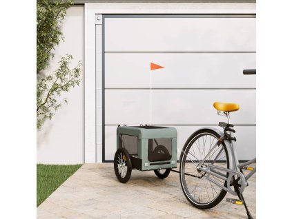 vidaXL Vozík za kolo pro psa šedý a černý oxfordská tkanina a železo