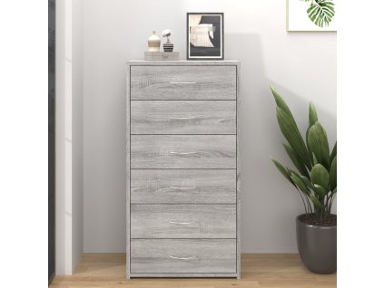 vidaXL Příborník 6 zásuvek šedý sonoma 50x34x96 cm kompozitní dřevo