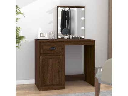 vidaXL Toaletní stolek s LED hnědý dub 90 x 50 x 132,5 cm kompozit