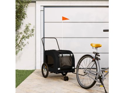 vidaXL Vozík za kolo pro psa černý oxfordská tkanina a železo