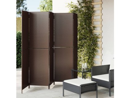vidaXL Dělicí stěna 5 panelů hnědá polyratan