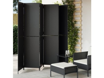 vidaXL Dělicí stěna 6 panelů černá polyratan