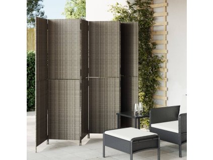 vidaXL Dělicí stěna 6 panelů šedá polyratan