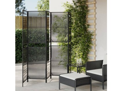 vidaXL Dělicí stěna 5 panelů černá polyratan