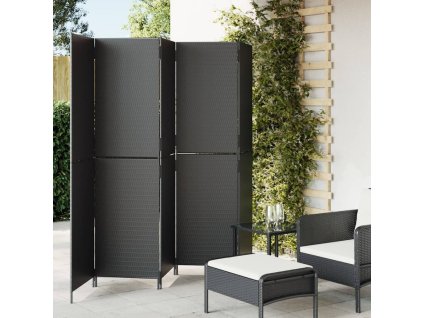 vidaXL Dělicí stěna 5 panelů černá polyratan