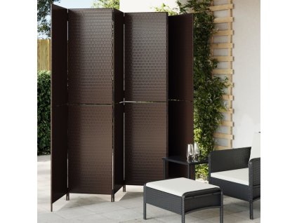 vidaXL Dělicí stěna 6 panelů hnědá polyratan