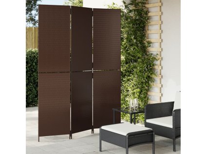 vidaXL Dělicí stěna 3 panely hnědá polyratan