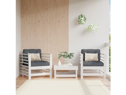 VidaXL Zahradní židle 2 ks bílé masivní borové dřevo