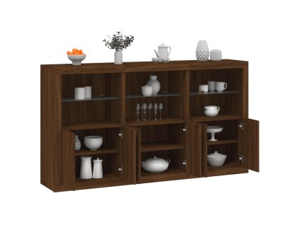 vidaXL Příborník s LED osvětlením hnědý dub 181,5 x 37 x 100 cm