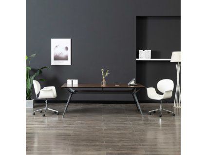 vidaXL Otočné jídelní židle 2 ks bílé umělá kůže