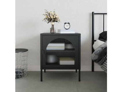 vidaXL Noční stolek černý 50 x 35 x 60 cm sklo a ocel