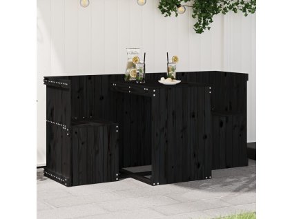 vidaXL Balkonový set 2místný černý masivní borové dřevo