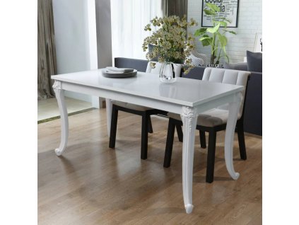 vidaXL Jídelní stůl 116x66x76 cm vysoký lesk bílý