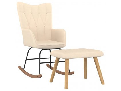 vidaXL Houpací křeslo se stoličkou krémově textil