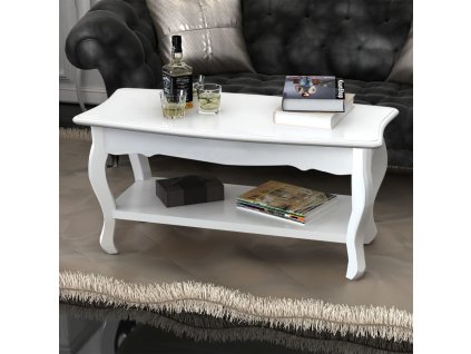 vidaXL Konferenční stolek s 2 policemi bílý MDF