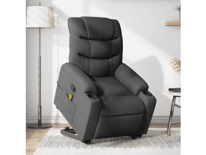 vidaXL Zvedací masážní polohovací křeslo tmavě šedé textil