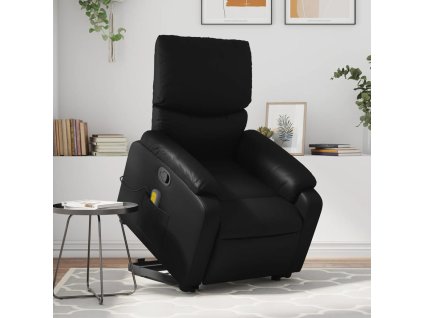 vidaXL Zvedací masážní polohovací křeslo černé umělá kůže