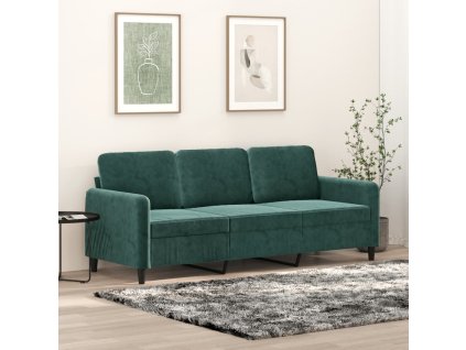 vidaXL 3místná pohovka tmavě zelená 180 cm samet