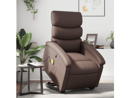 vidaXL Zvedací masážní polohovací křeslo hnědé umělá kůže