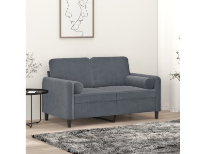 vidaXL 2místná pohovka s polštáři tmavě šedá 120 cm samet