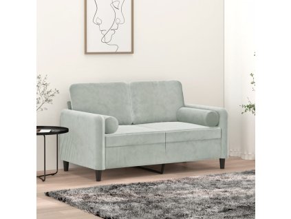 vidaXL 2místná pohovka s polštáři světle šedá 120 cm samet