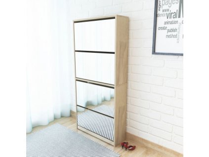 vidaXL Botník čtyřpatrový zrcadlo dub 63 x 17 x 134 cm