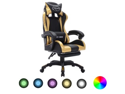 vidaXL Herní židle s RGB LED podsvícením zlato-černá umělá kůže