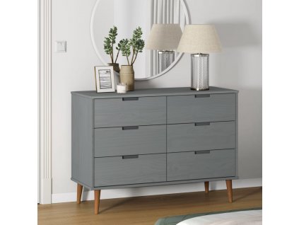 vidaXL Zásuvková komoda MOLDE šedá 113x40x80 cm masivní borové dřevo