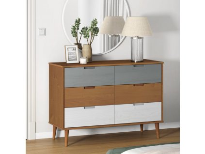 vidaXL Zásuvková komoda MOLDE hnědá 113x40x80 cm masivní borové dřevo