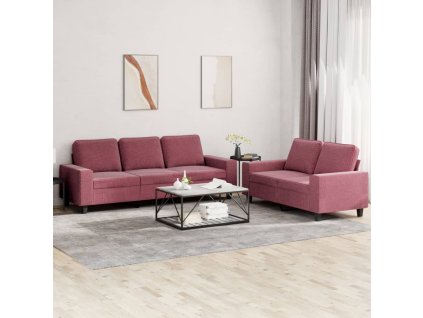 vidaXL 2dílná sedací souprava vínová textil