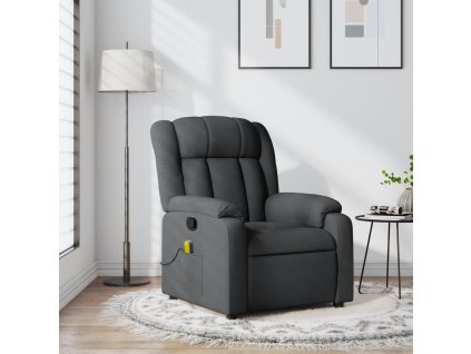 vidaXL Masážní polohovací křeslo tmavě šedé textil