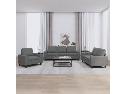 vidaXL 3dílná sedací souprava tmavě šedá textil