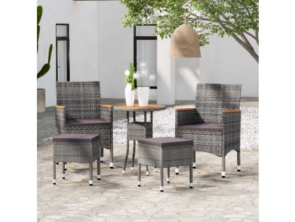 vidaXL 5dílná zahradní sedací souprava polyratan šedá