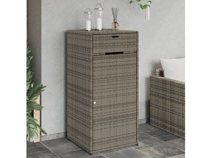 vidaXL Zahradní úložná skříň šedá 55 x 55 x 111 cm polyratan