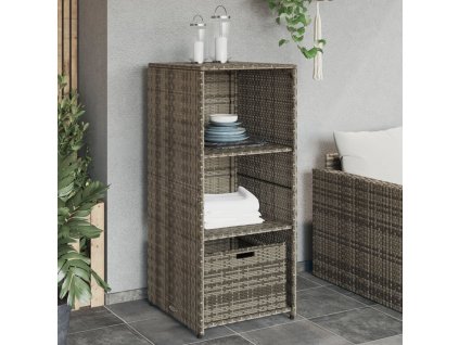 vidaXL Zahradní úložná skříň šedá 50 x 55 x 115 cm polyratan